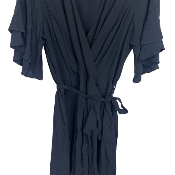 City Chic NWT Fiesta Fun Faux Wrap Ruffle Sleeve Mini Dress Black Women’s 18 - Picture 5 of 8